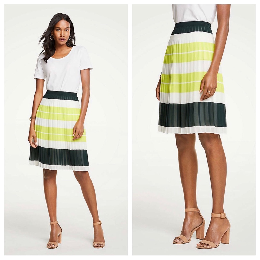 🆕 Ann Taylor pleated striped a-line skirt